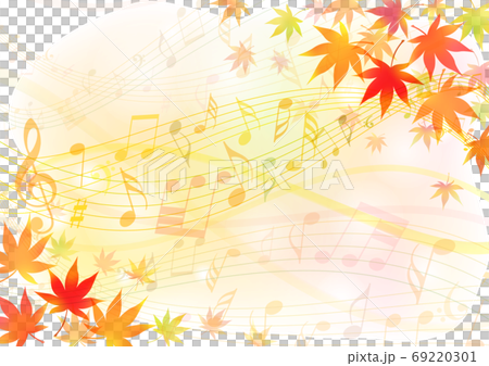 音楽の流れる秋の背景紅葉フレーム1のイラスト素材