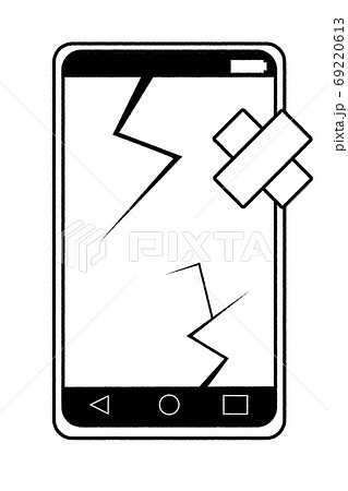 スマホ 故障 破壊 トラブルのイラスト素材