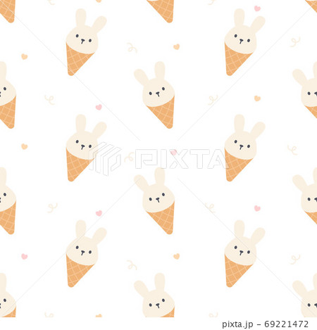 Cute rabbit ice cream seamless pattern background 69221472
