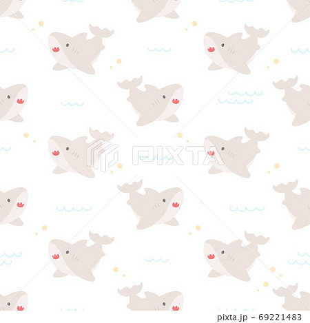 Cute baby shark seamless pattern background 69221483