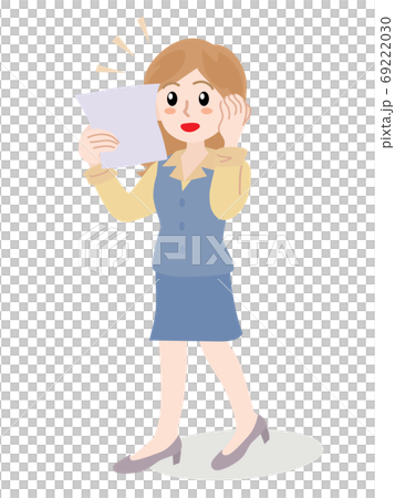 Office worker woman picking up documents Office worker woman picking up documents 69222030