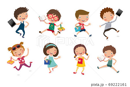 education concept, set of children Reading Books or tablets, Vector, Illustration 69222161
