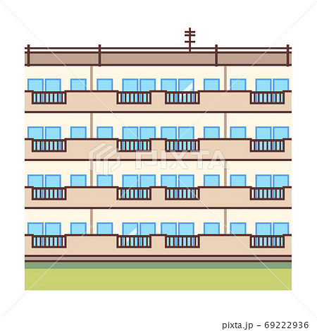 団地のイラスト 線画 のイラスト素材