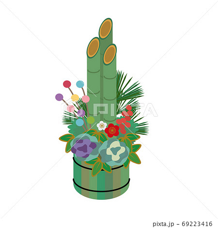 アイソメトリック 門松 イラスト アイソメ図のイラスト素材