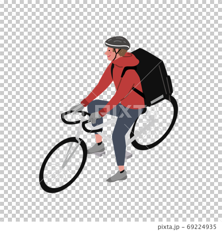 出前 フードデリバリーをする男性 アイソメトリック イラスト 出前 フードデリバリーをする男性 アイソメトリック イラスト 69224935