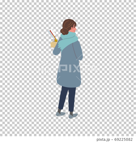破魔矢を持って歩く人　イラスト　アイソメトリック 69225082