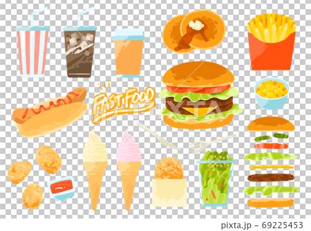 Set of various fast food illustrations Set of various fast food illustrations 69225453