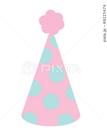 ピンクの水玉のパーティーハットのイラスト素材