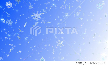 雪の結晶 雪 冬 結晶 氷 パーティクル 吹雪 キラキラ  粒子 3D イラスト 背景 69225903