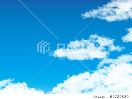 カラフル空と雲の青空背景のイラスト素材