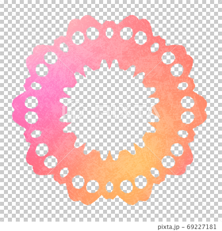 オレンジとピンクの暖色系 水彩画風レースのイラスト素材のイラスト素材