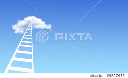 Horizontal banner with stair in cloud on blue sky background 69227955