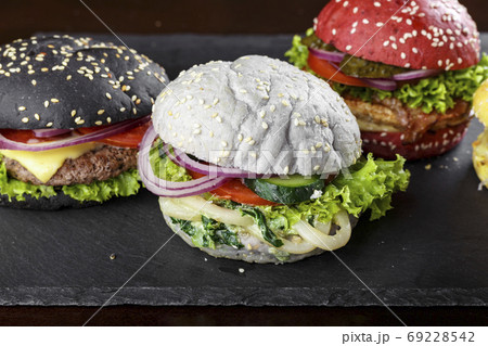assorted meat burgers assorted meat burgers 69228542
