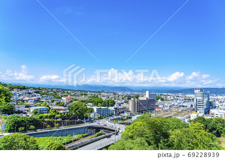 【神奈川県】小田原城の天守閣から見える街並み 69228939
