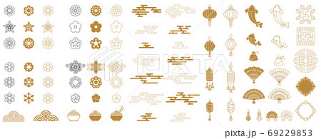 Set of Chinese new year greeting card decoration. Set of Chinese new year greeting card decoration. 69229853