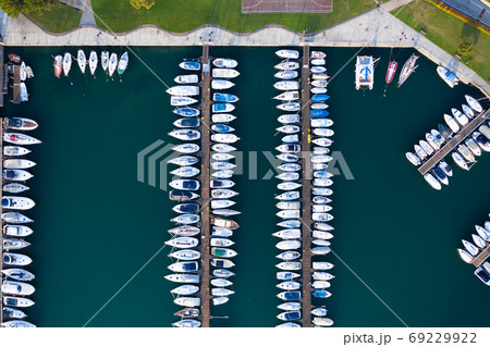 sailboats and yachts moored in Lovere 69229922