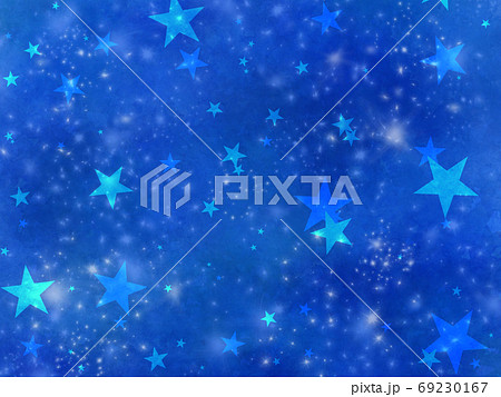 幻想的で可愛い絵本の様なキラキラ夜空のイラスト素材