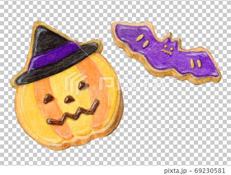 Halloween icing cookie [Jack Lantern & Bat]... - Stock