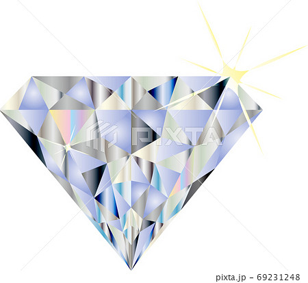 綺麗な光り輝く宝石ダイヤモンドのイラストのイラスト素材
