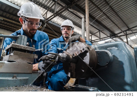 Engineering man wearing uniform safety workers. 69231491