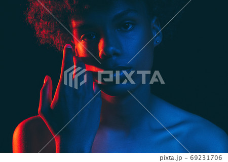 african man silhouette neon light portrait guy african man silhouette neon light portrait guy 69231706