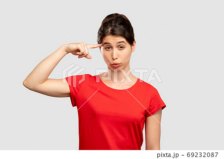 stupid gesture crazy idea woman cuckoo sign stupid gesture crazy idea woman cuckoo sign 69232087