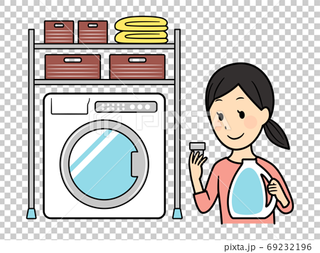 洗濯する女性のイラスト素材