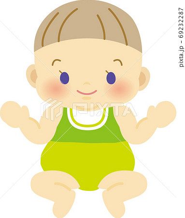 笑顔の褐色肌の赤ちゃん 正面 ベビー全身イラスト36 のイラスト素材