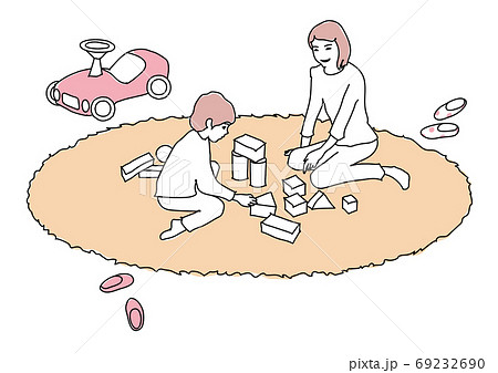 室内で遊ぶ子供たち 線画 室内で遊ぶ子供たち 線画 69232690