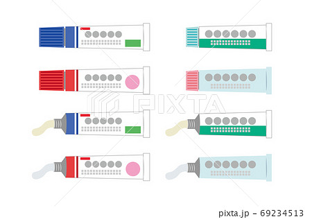 軟膏のチューブ入りイラストセットのイラスト素材