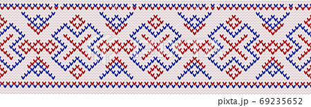 Traditional Norwegian Ornament with Geometric Shapes Vector Illustration 69235652