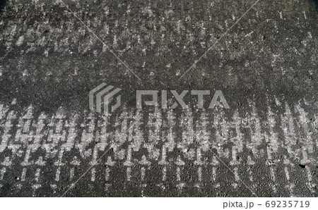 track print from tracked vehicles on asphalt 69235719