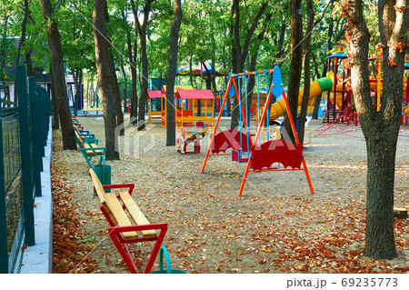 children's playground in a city Park early in the morning, vario children's playground in a city Park early in the morning, vario 69235773