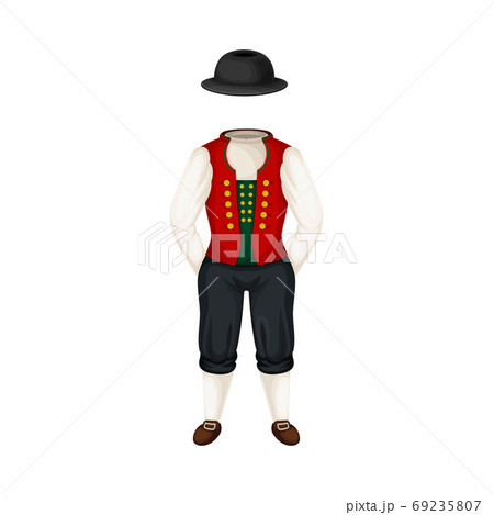 Bunad as Norwegian National Costume and Clothing Vector Illustration 69235807