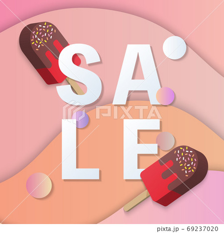 Summer sale banner template 3D pastel gradient colorful popsicle Summer sale banner template 3D pastel gradient colorful popsicle 69237020