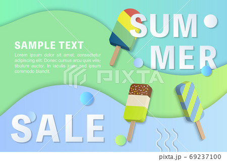 Summer sale banner template 3D pastel gradient colorful popsicle 69237100