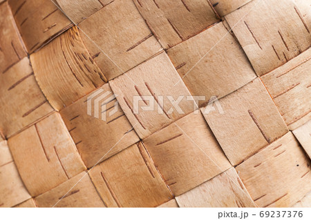 Wicker birch bast basket, close up texture 69237376