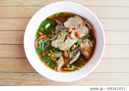 Noodles soup bowl Asian food style - Duck noodle soup in Thailan Noodles soup bowl Asian food style - Duck noodle soup in Thailan 69241031