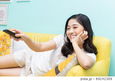 Woman relaxing at home 69242369