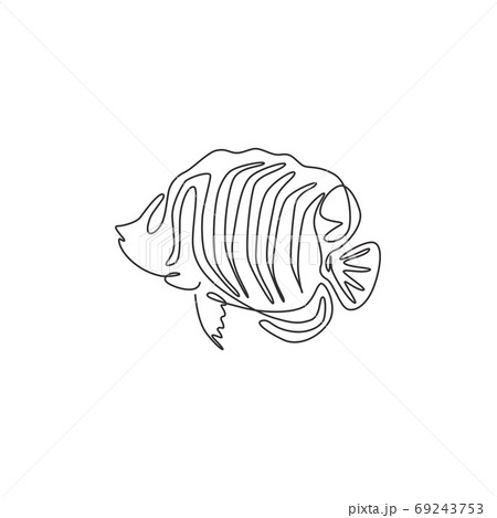 One continuous line drawing of cute regal angelfish for company logo identity 69243753