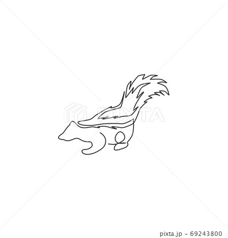 One continuous line drawing of cute striped skunk for logo identity 69243800