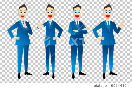 Businessman whole body pose 4 patterns Businessman whole body pose 4 patterns 69244564