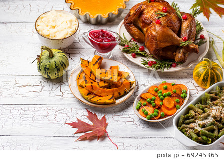 Thanksgiving Day traditional food for dinner. 69245365