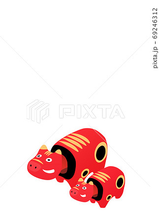 赤べこの親子の年賀状 69246312