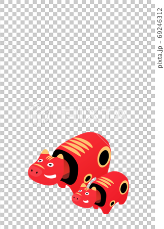 赤べこの親子の年賀状 69246312