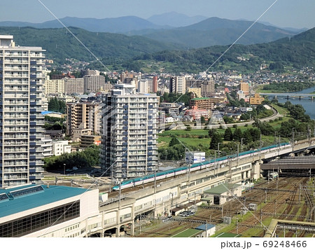 盛岡の風景　マリオス展望台からの盛岡駅南側の街並み 69248466