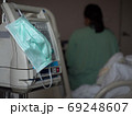 surgical mask is placed on medical device in the patient room. 69248607