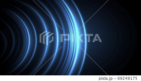 Blue stellar circles glowing in the dark space, neon disk of spaceship or planet, abstract cover background Blue stellar circles glowing in the dark space, neon disk of spaceship or planet, abstract cover background 69249175