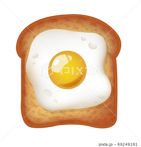 Fried Egg With Toast Isolated 69249191