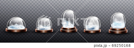Realistic glass domes with snow, christmas globes 69250168